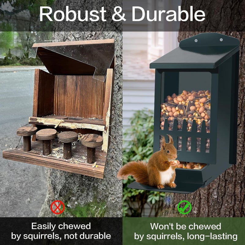 TreeGun Squirrel Feeder for Hanging Outside Tree，Mini Chipmunk Outdoors Squirrel Picnic Bench Feeders Table，Funny Metal House Boxes，Stronger Than Wooden Structure - Image 2